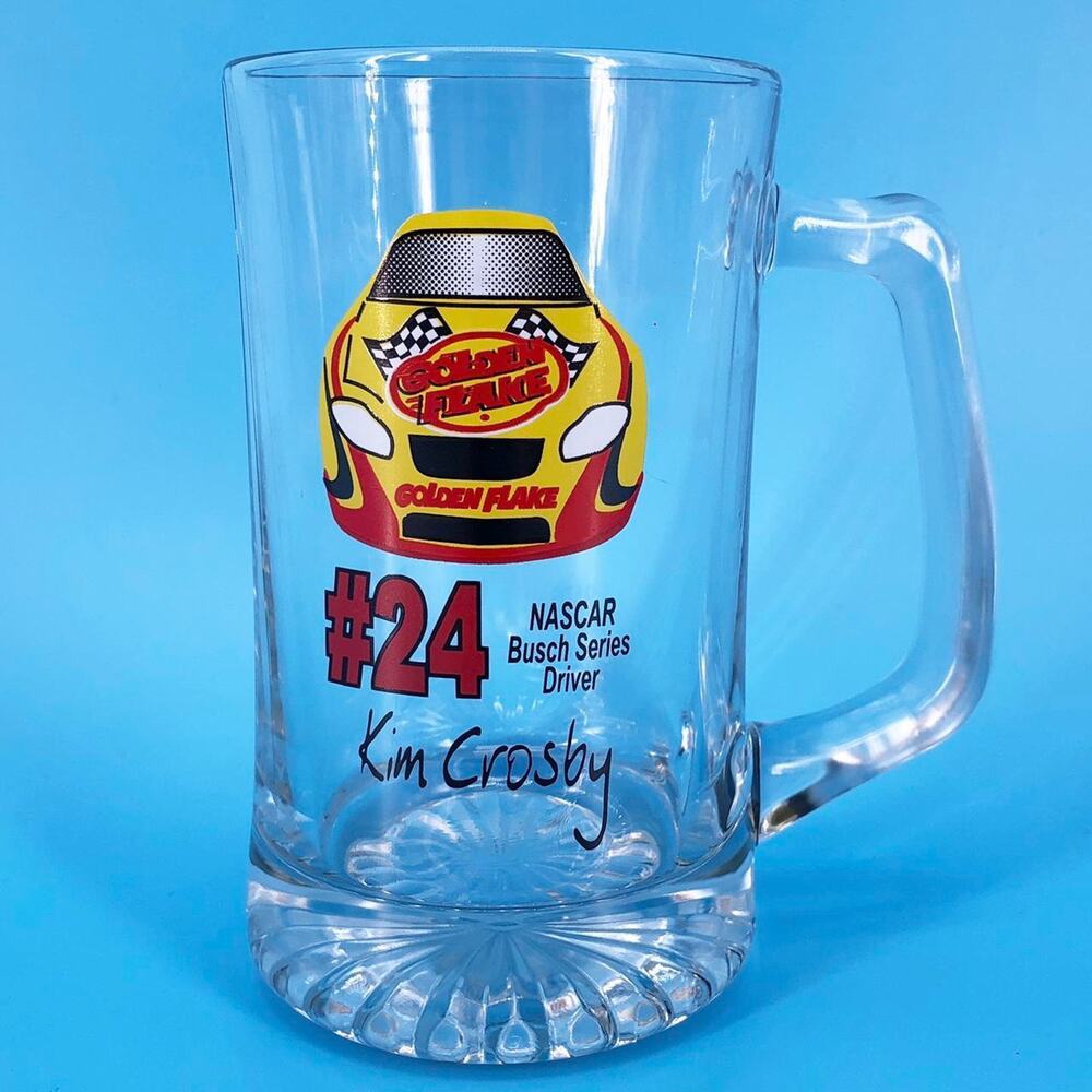 glass beer mug 2000s vintage Golden Flake NASCAR